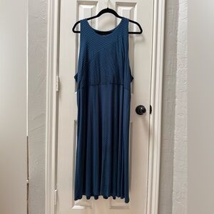 Athleta 2X Santorini High Neck Mix Stripe, Constellation Blue Stripe